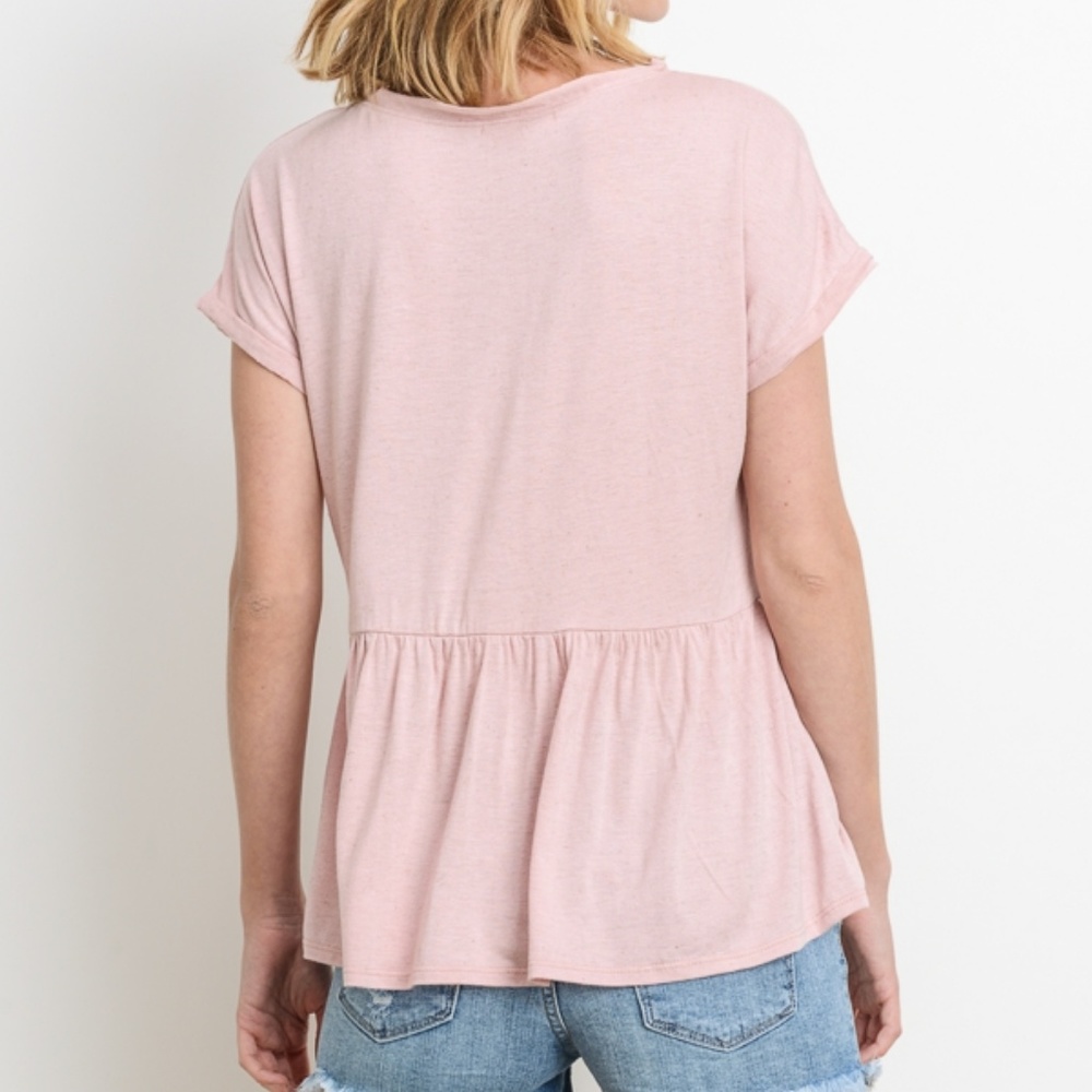 Pastel Pink Baby Doll Peplum Top - Picture 2 of 2